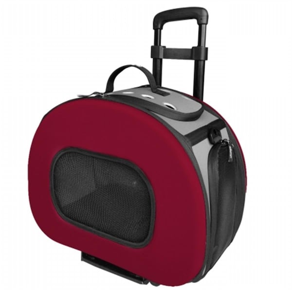 Petpurifiers Tough-Shell Wheeled Collapsible Final Destination Pet Carrier, Red - Medium PE2640431 - main